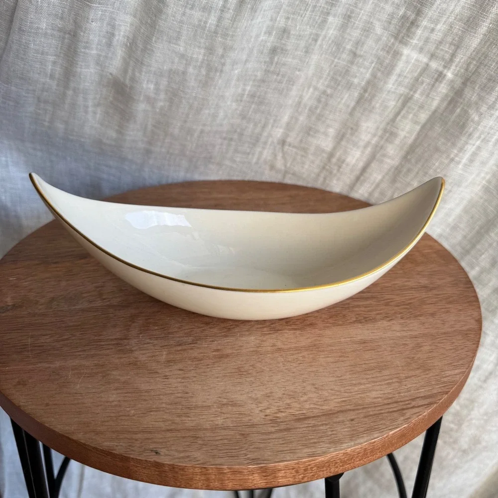 VTG Lenox Olympia Gold Nut Dish Mid Century Crescent Serving Candy Dish Catchall